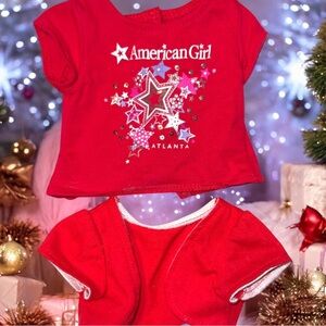 American Girl Red Doll Tee Shirt And  OG Dolls Red Cardigan Fits 18” Dolls